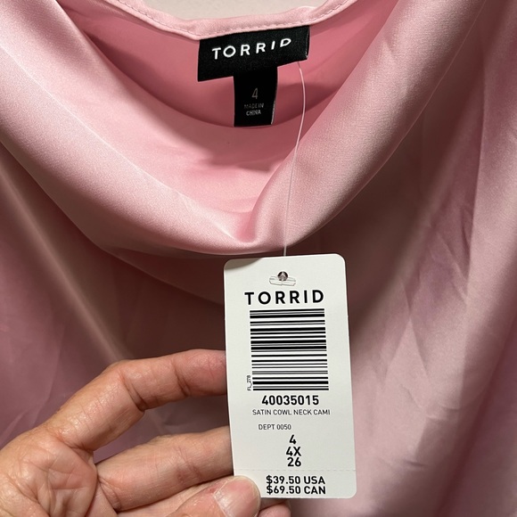 NWT Torrid pink satin cowl-neck cami tank top 4X. - Picture 2 of 4